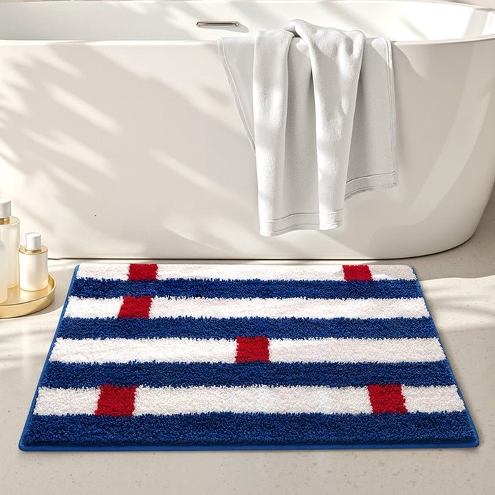 Plush Striped Bath Mat Bowlift