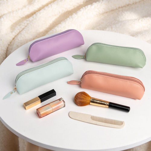 Premium Leather Zippered Pencil Case Bowlift