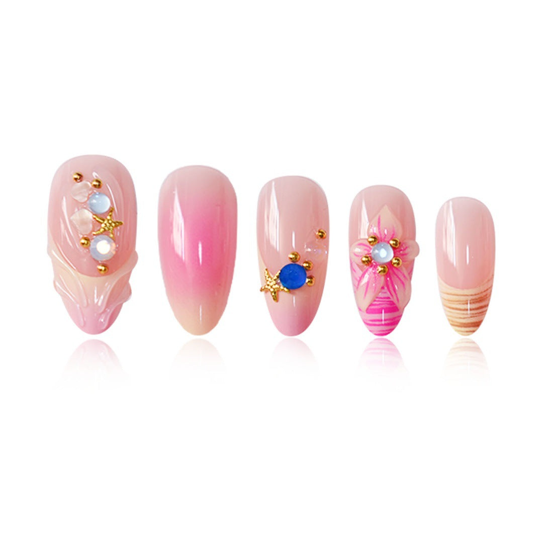 3D Floral Accented Press-On Nail Art Bowlift