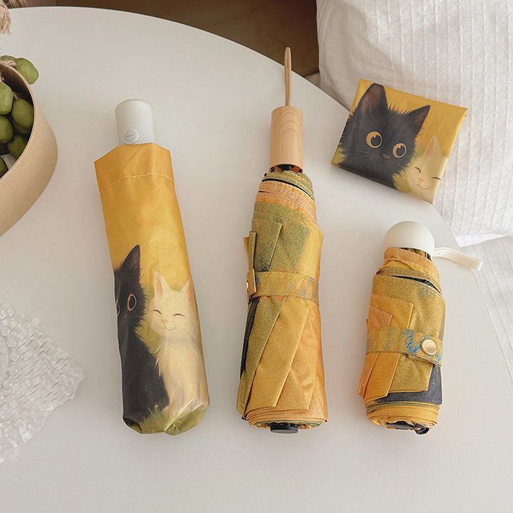 Women's Automatic Umbrella with Unique Cat Design Bowlift
