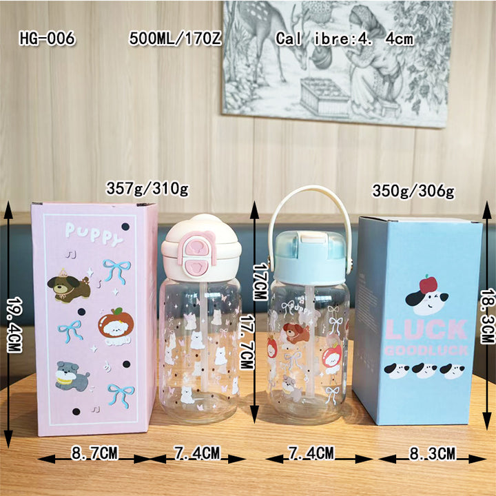 Ladies creative water bottle with integrated silicone carrying loop Bowlift