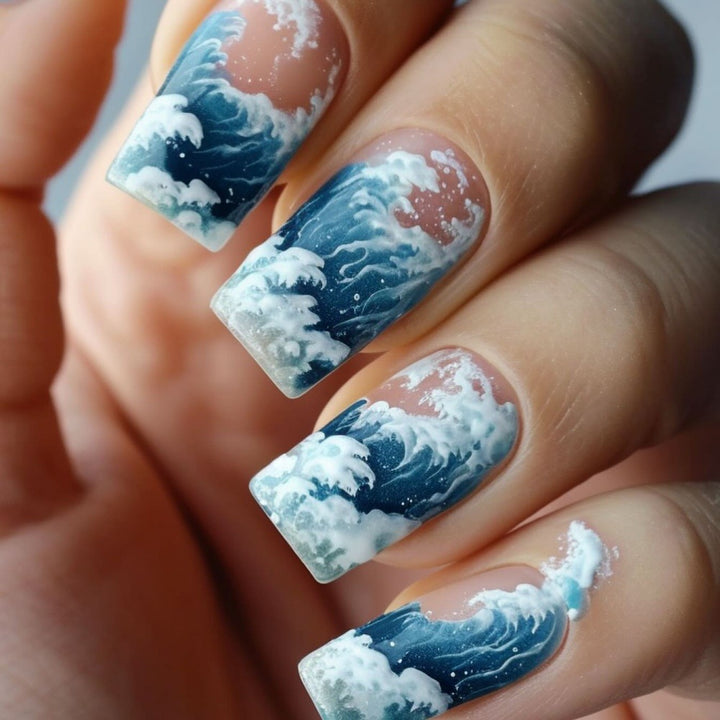 Nail art with wave pattern Bowlift