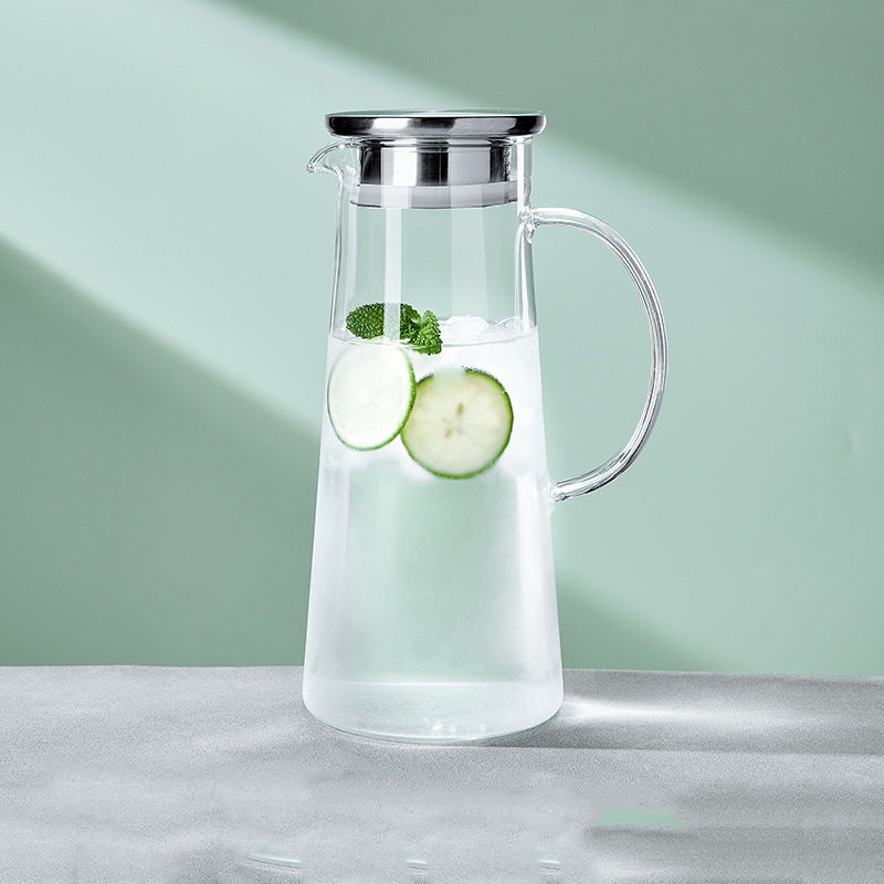 Ladies elegant glass jug with heat insulating lid Bowlift