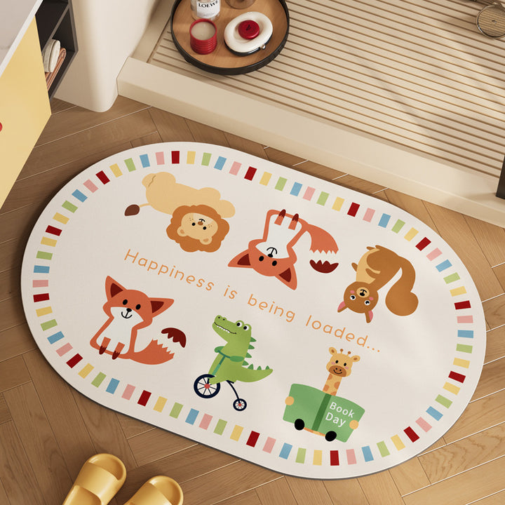 Playful Cartoon Animal Area Mat Bowlift
