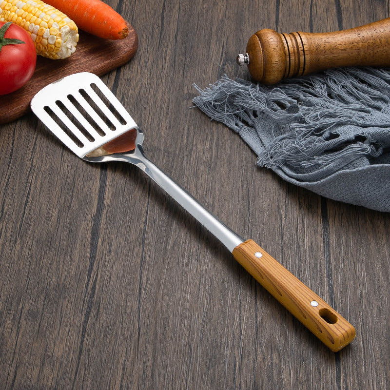 Slotted stainless steel turner spatula with ergonomic wooden handle Bowlift