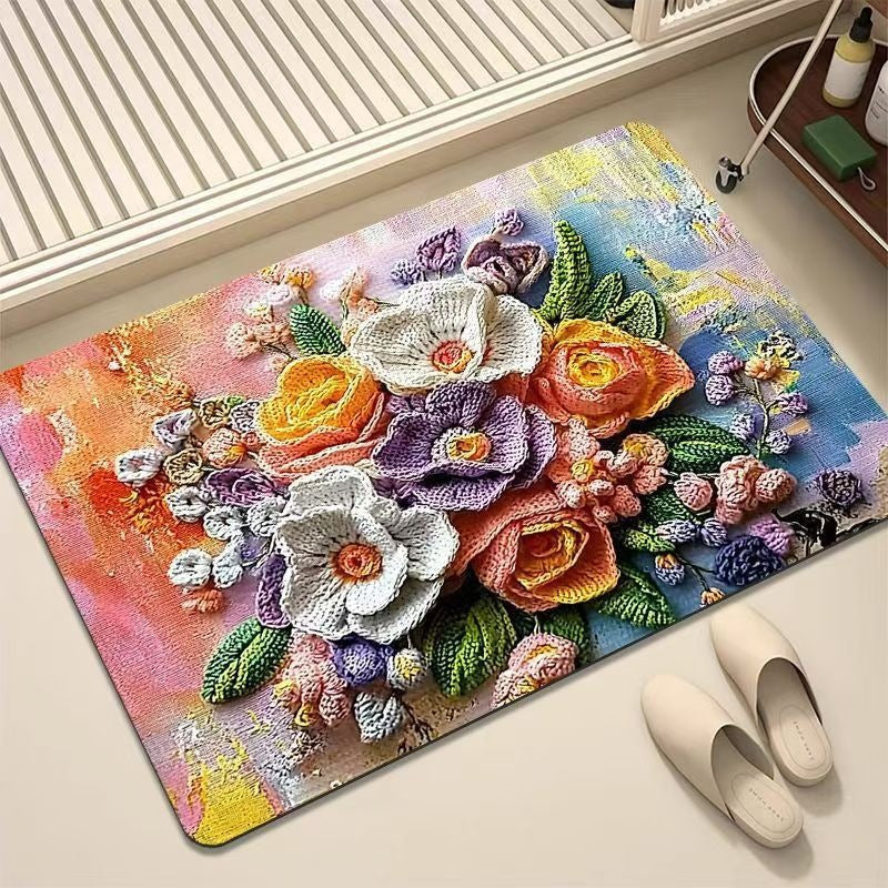 Luxurious Embroidered Floral Area Rug Bowlift