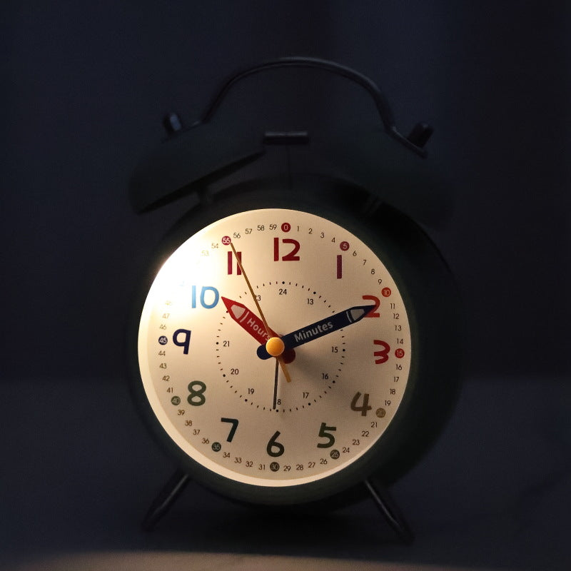 Learning clock with double bell mechanism Bowlift