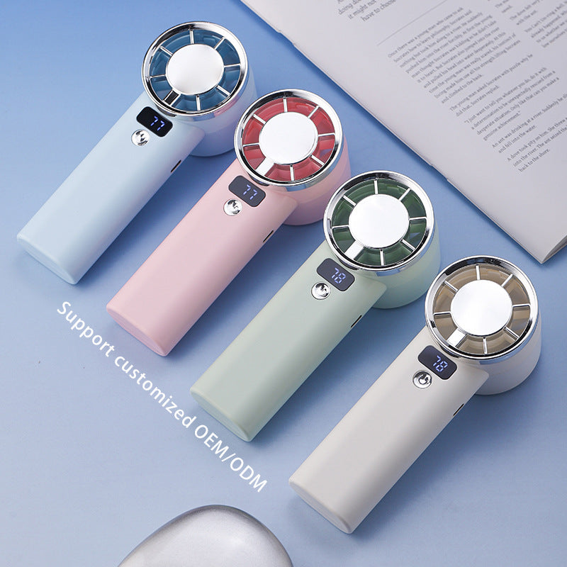 Ladies handheld fan with digital display and 3000mAh battery Bowlift