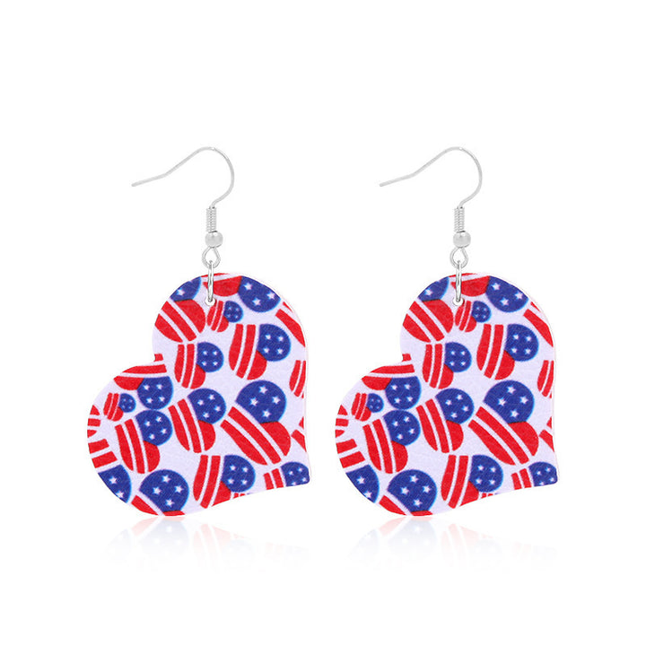 Women's lightweight drop earrings with stars-and-stripes design made of vegan leather Bowlift