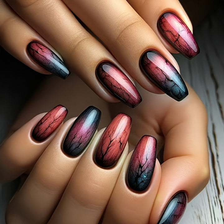 Trendy Artificial Nail Set with Gradient and Lacquer Effect Bowlift