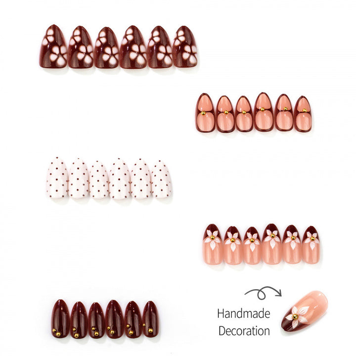 Artistic Almond-Shaped Press-On Nail Set