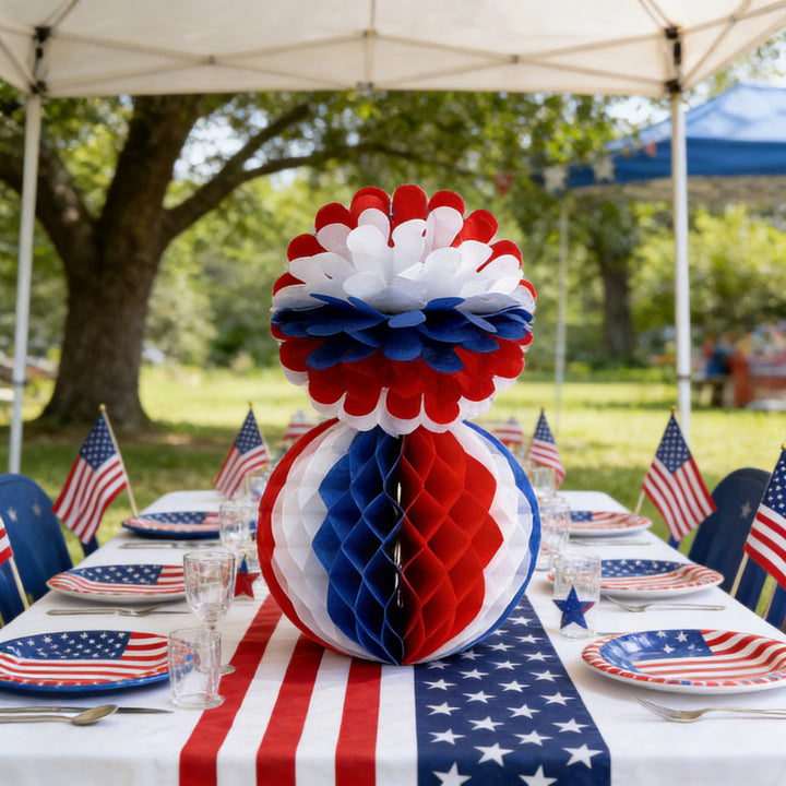 Unisex nan patriotic honeycomb paper hanging party decorations set with assorted three-dimensional shapes Bowlift