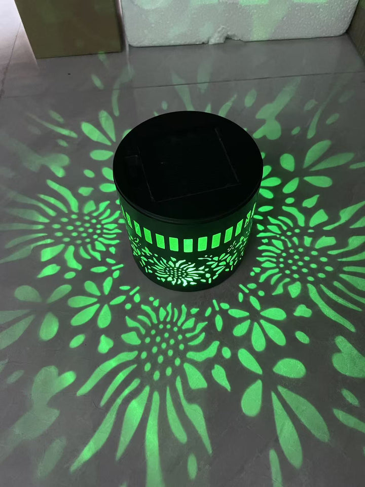 Solar Projection Garden Light With Decorative Floral Pattern And Dusk-To-Dawn Sensor Bowlift