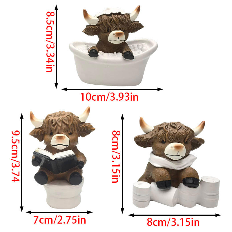 Funny Highland Cattle Decorative Figure Bowlift