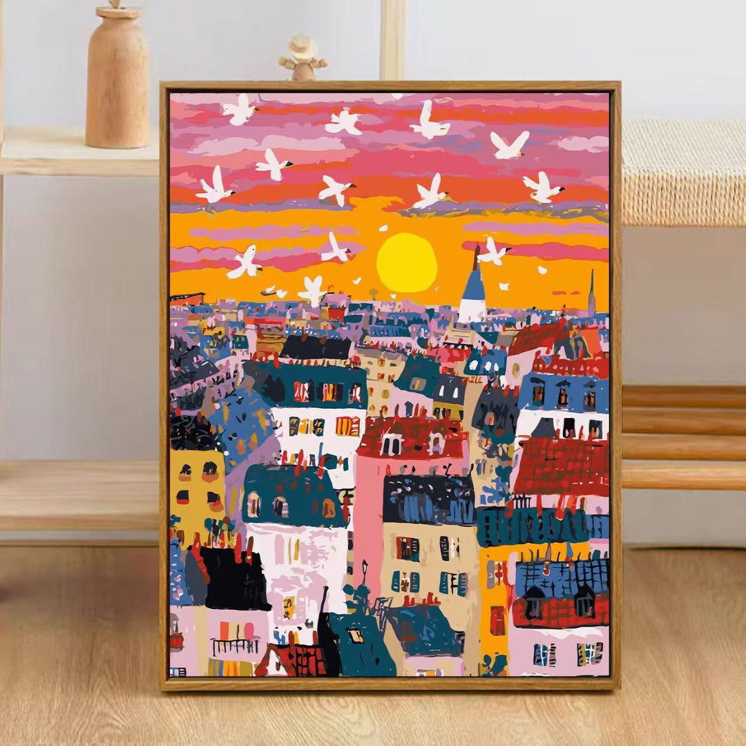 Colorful City Skyline Art Print Bowlift