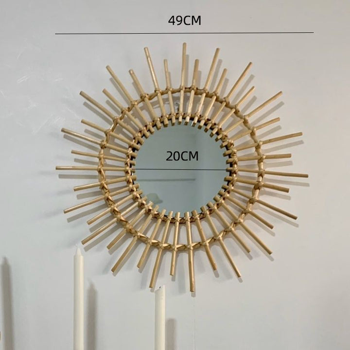 More Elegant Round Wall Mirror Made of Natural Rattan Bowlift