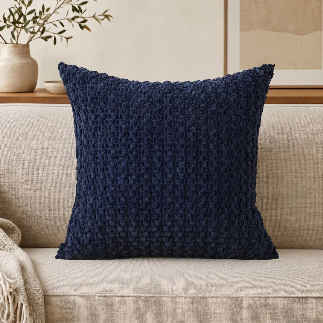 Textured chenille throw pillow with raised bobble weave Bowlift