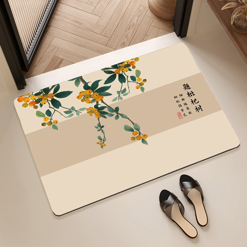Artistic Floral Bath Mat Bowlift