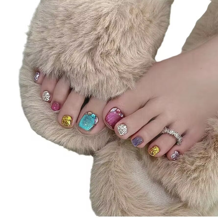Decorative Glitter Press-On Toe Nails Bowlift