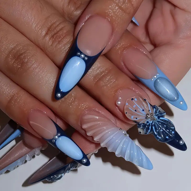Artistic Butterfly-Inspired Press-On Nails Bowlift