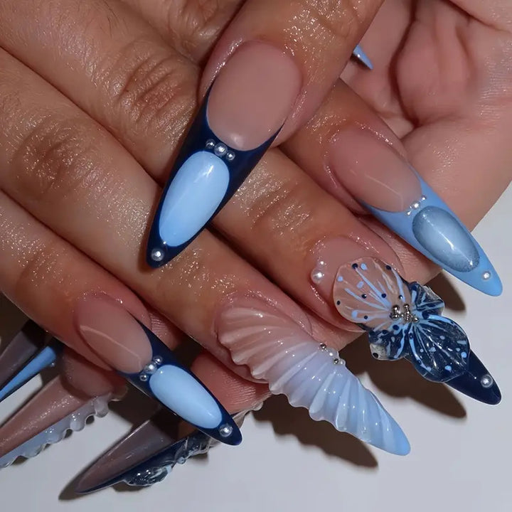 Artistic Butterfly-Inspired Press-On Nails Bowlift