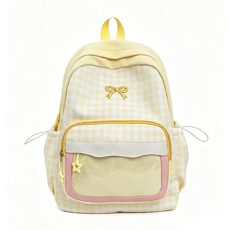 Backpack in Modern Check Pattern with Transparent Viewing Window Bowlift
