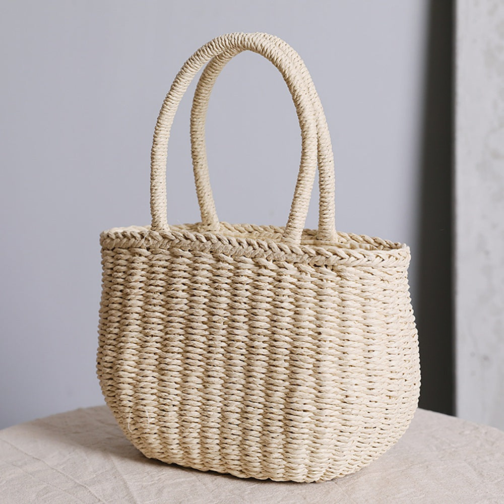 Handwoven basket bag with curved handles Bowlift