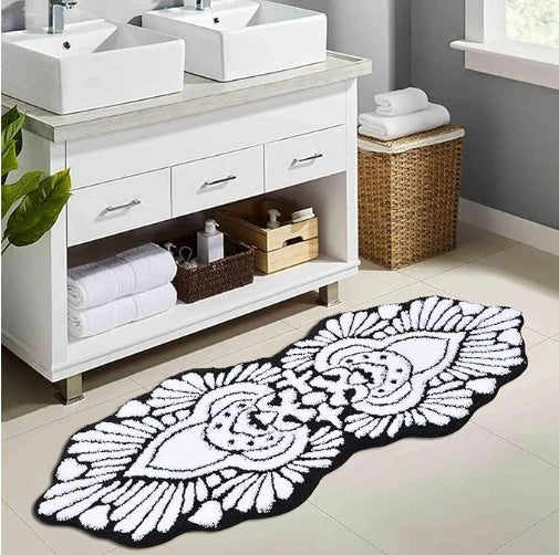 Plush Leaf-Design Bath Mat Bowlift