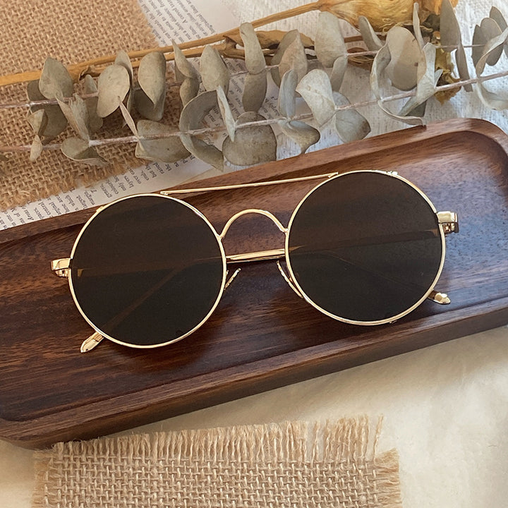 Fashionable Round Sunglasses with Fine Metal Frame Bowlift