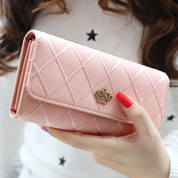 Quilted Long Wallet Clutch with Card Organizer and Coin Compartment Bowlift