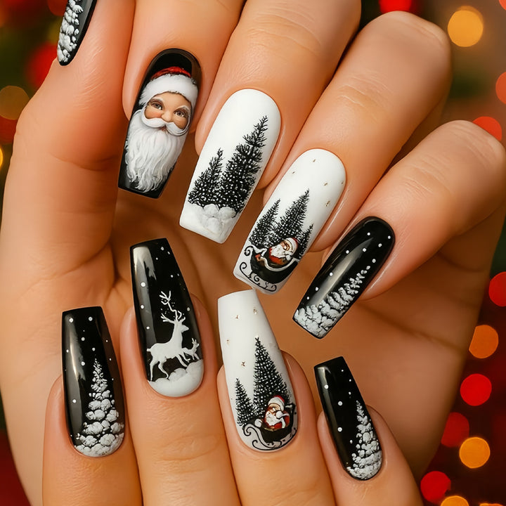Seasonal Themed Long Press-On Nail Design Bowlift