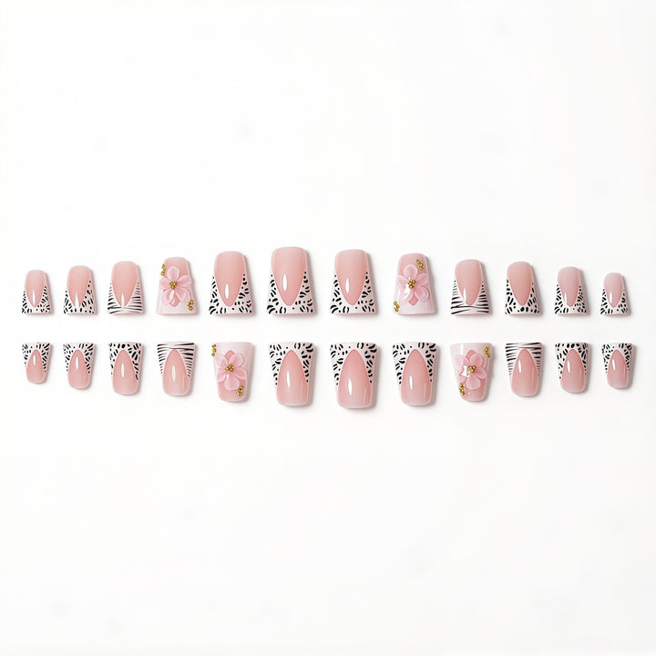 Artistic Floral-Enhanced Press-On Nails Bowlift
