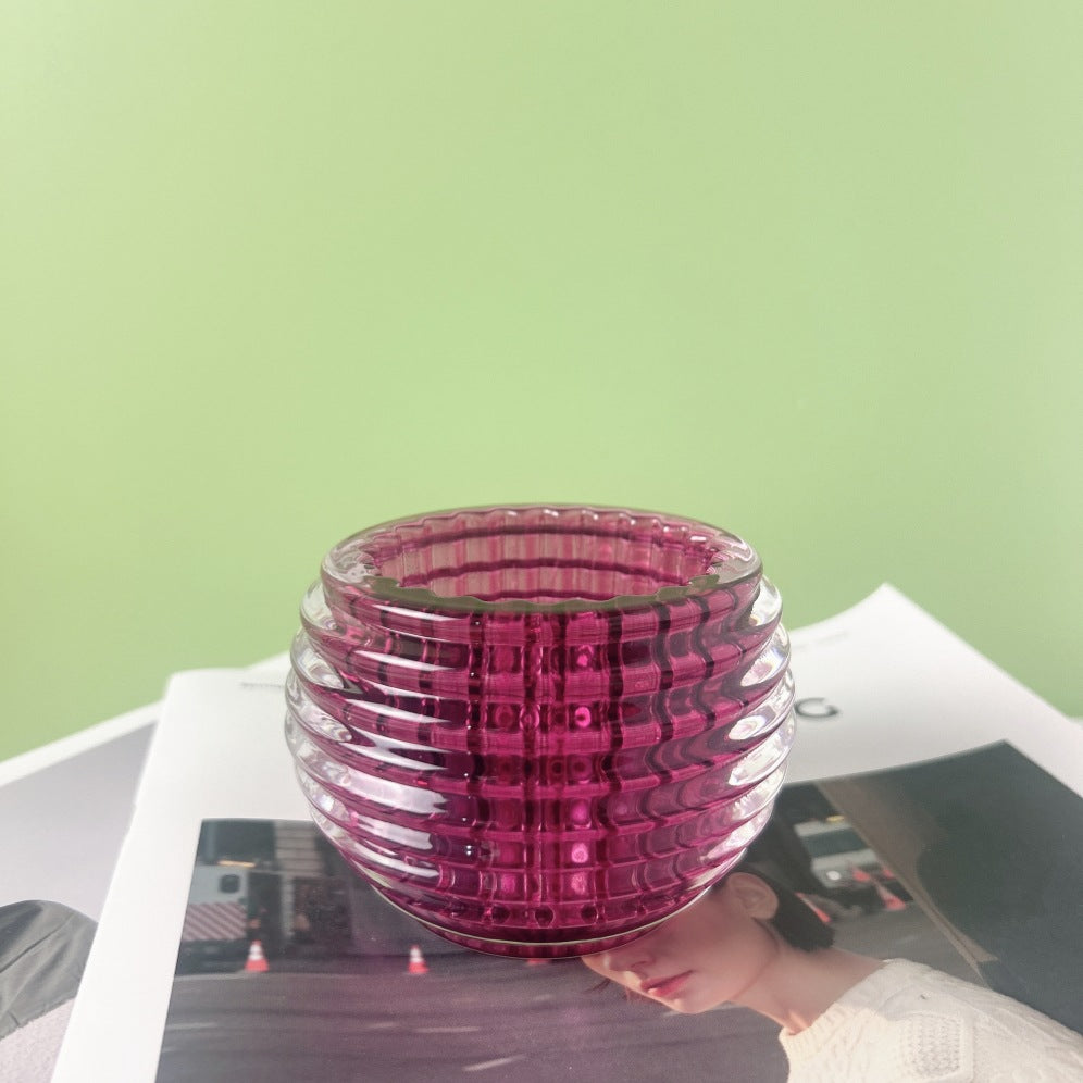 Round Ribbed Glass Votive Candle Holder for Tealights Bowlift