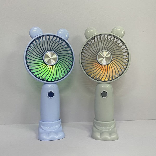 Unisex Portable Handheld Fan with LED Lighting and Creative Design Bowlift