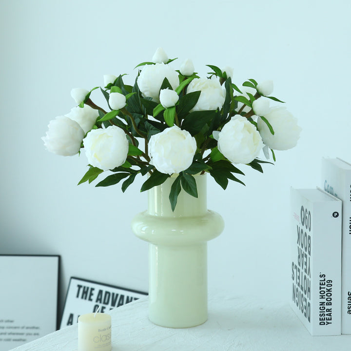 Realistic silk peony stem with buds and flexible long stem Bowlift
