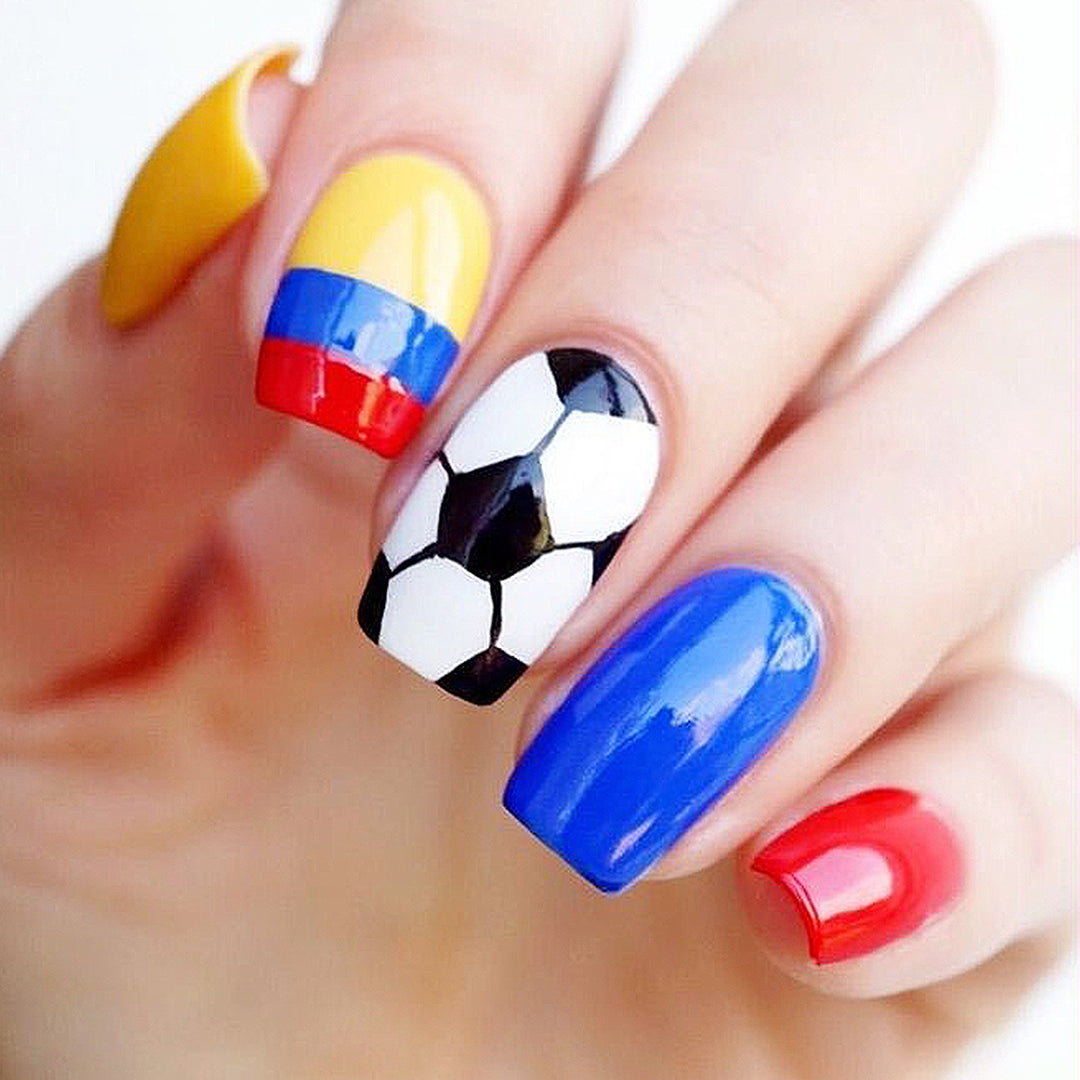 Soccer-Themed Acrylic Nail Art Set Bowlift