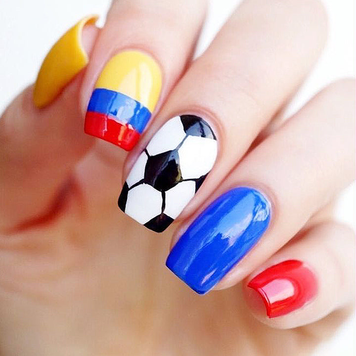 Soccer-Themed Acrylic Nail Art Set Bowlift