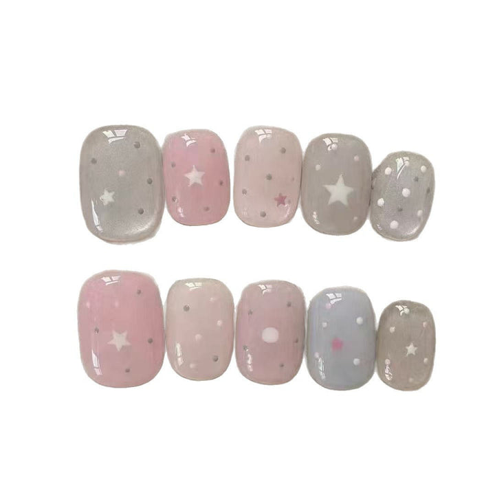 Elegant Press-On Nail Art Set with Bow and Dots Bowlift