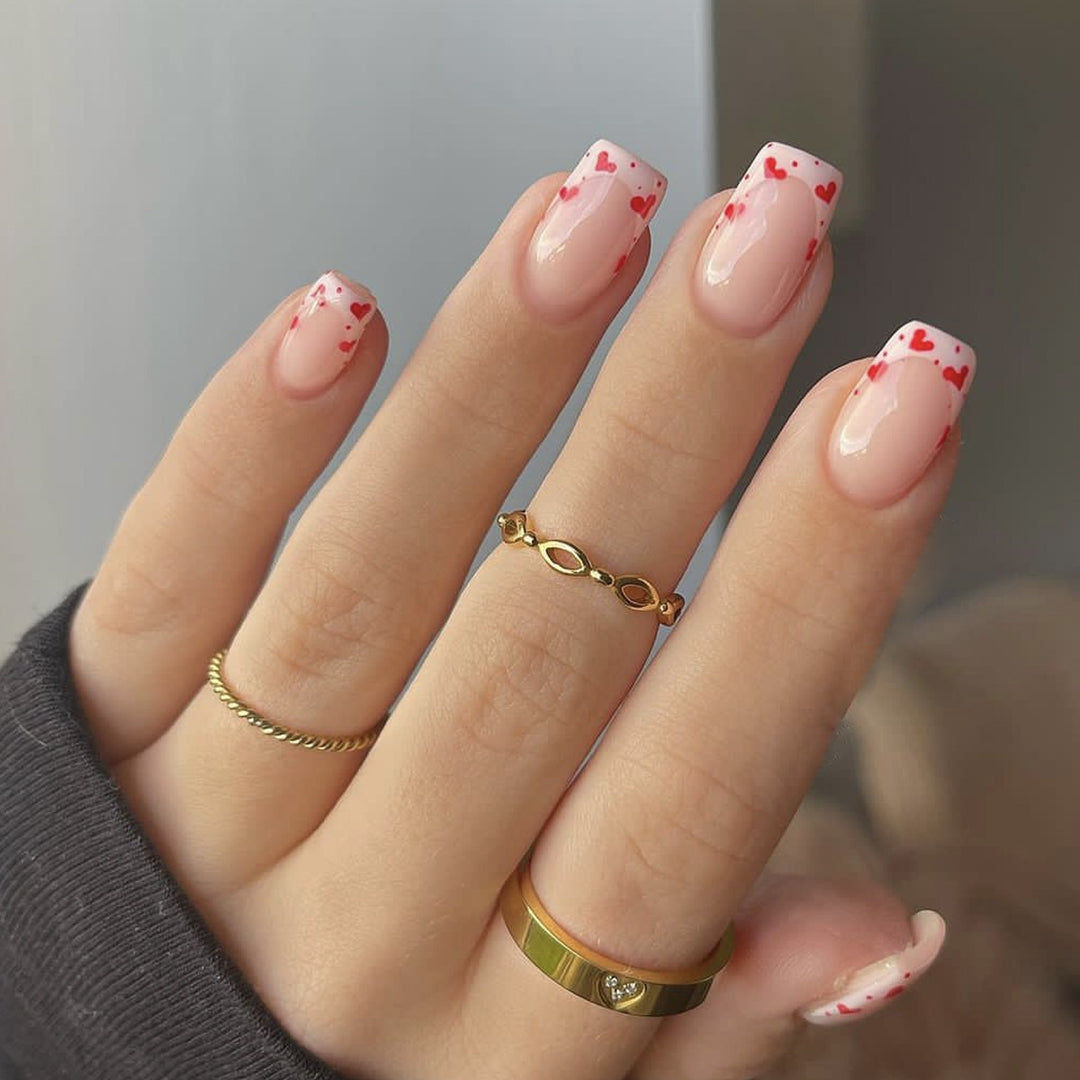 Heart-Accent Acrylic Nail Extensions Bowlift