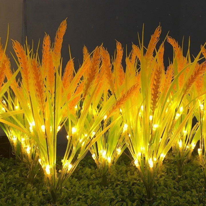 LED Illuminated Realistic Wheat Grass Garden Stake Lights Decorative Landscape Clusters Bowlift