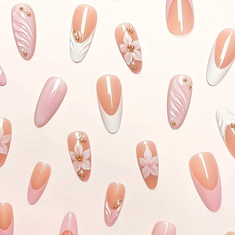 Floral Acrylic Press-On Nails Bowlift