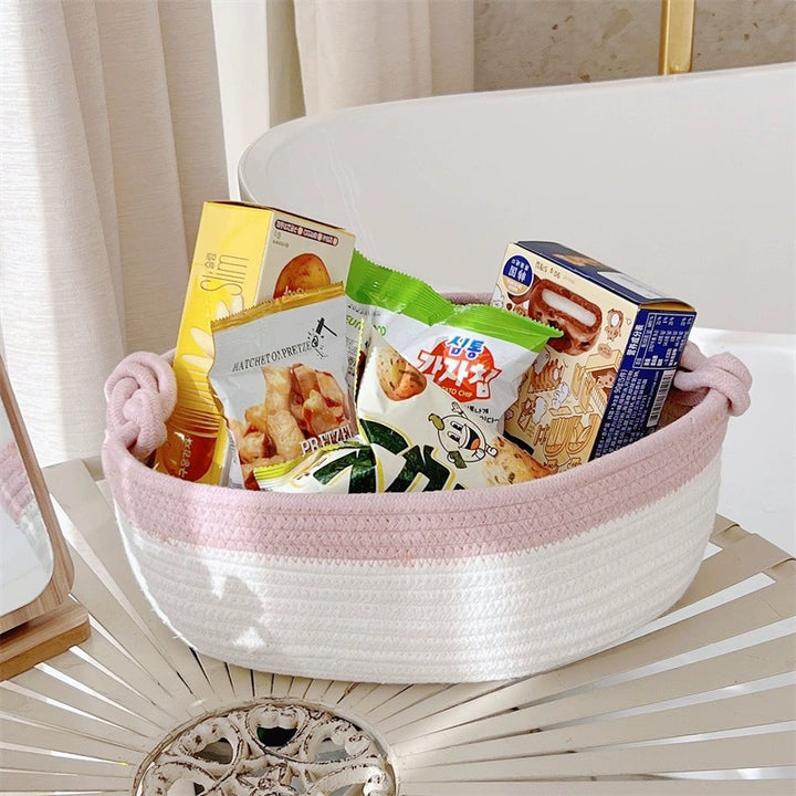 Women Versatile Storage Basket with Double Knot Accent Bowlift