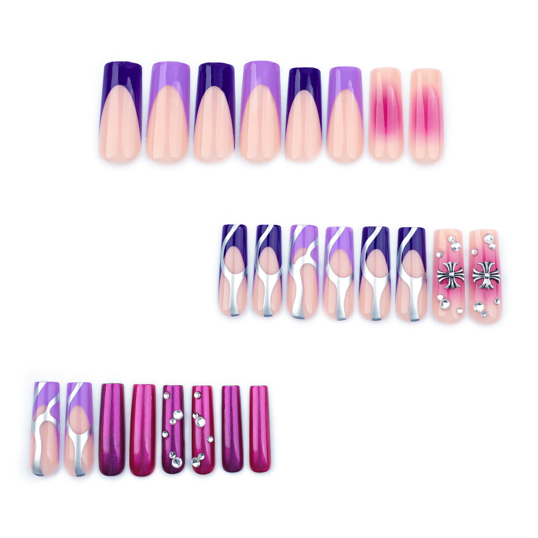 Artistic nail extensions with glitter and flower motifs Bowlift