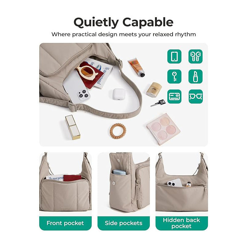 Fashionable shoulder bag with multifunctional compartments Bowlift