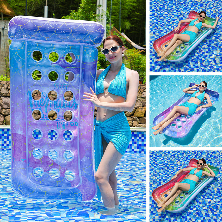 Women's Inflatable Comfort Pool Lounge with Integrated Drink Holders Bowlift