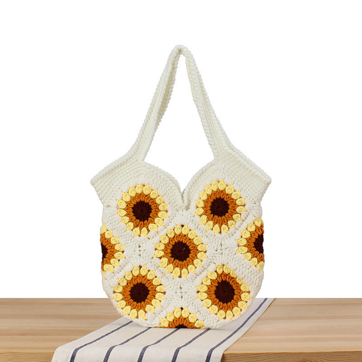Creative crochet handbag with unique sunflower pattern Bowlift