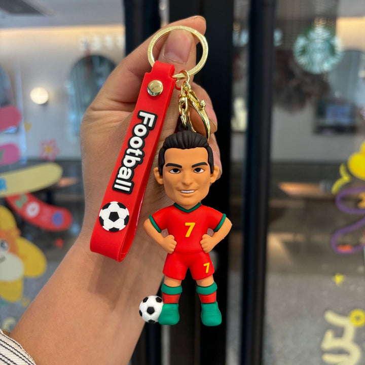 Collectible soccer player rubber keychain Bowlift
