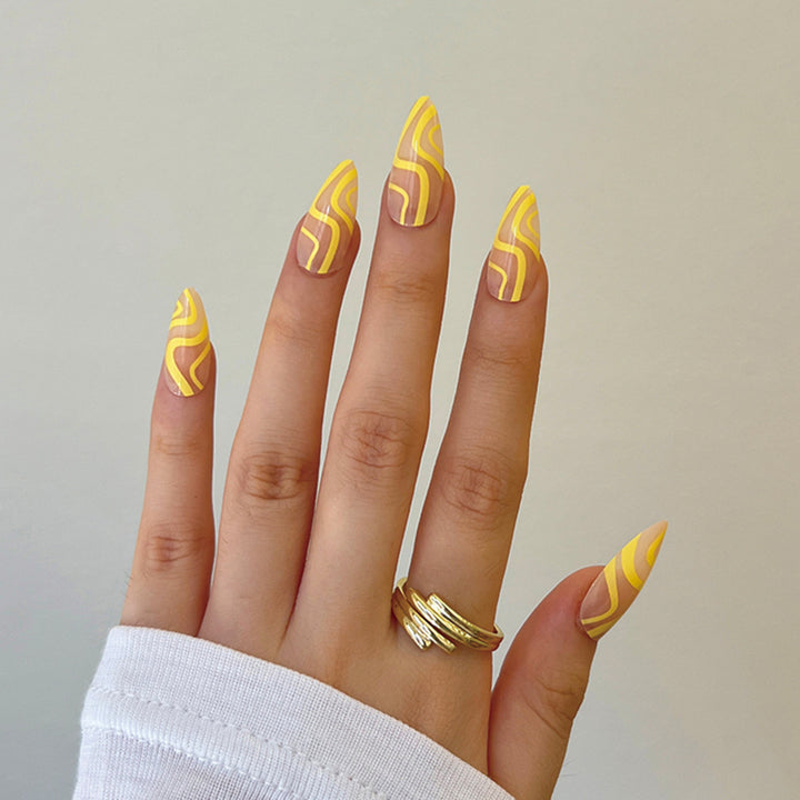 Artful nail extensions with an elegant leaf pattern Bowlift
