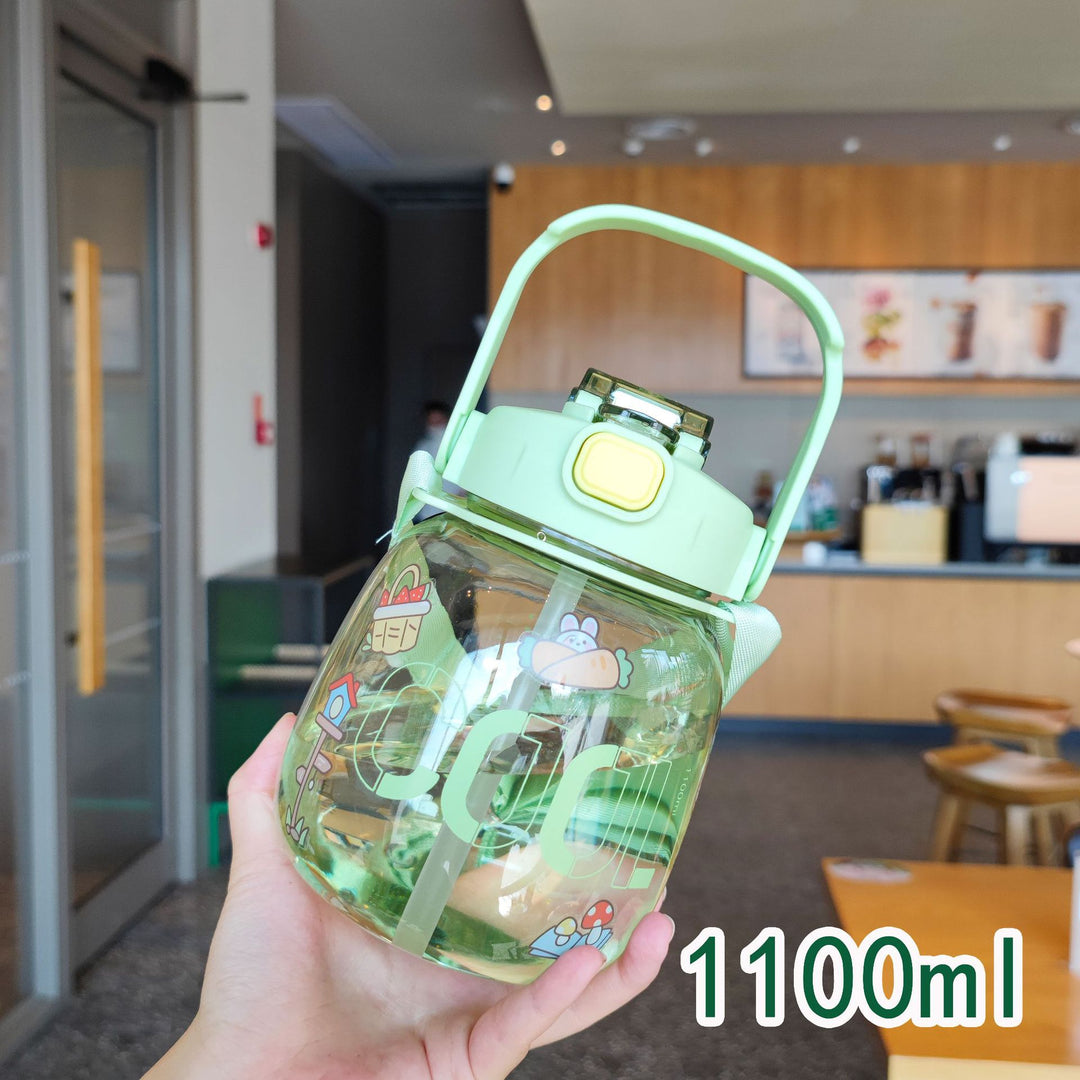 Women colorful and leak-proof water bottle with ergonomic carrying handle Bowlift