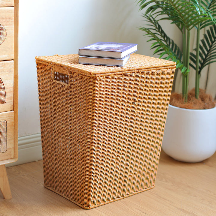 Handcrafted Rectangular Wicker Laundry Hamper Bowlift